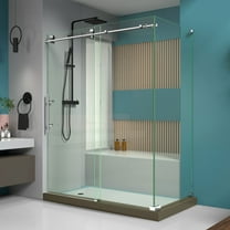 DreamLine Enigma-X 34 1/2 in. D x 60 3/8 in. W x 76 in. H Fully Frameless Sliding Shower Enclosure in Polished Stainless Steel