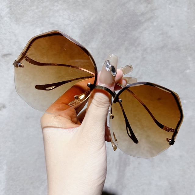Gafas de sol de mujer de alta gama, de moda, de media montura, lisas, protección solar para exteriores, protección UV, gafas de sol de montura grande color ruborizadas