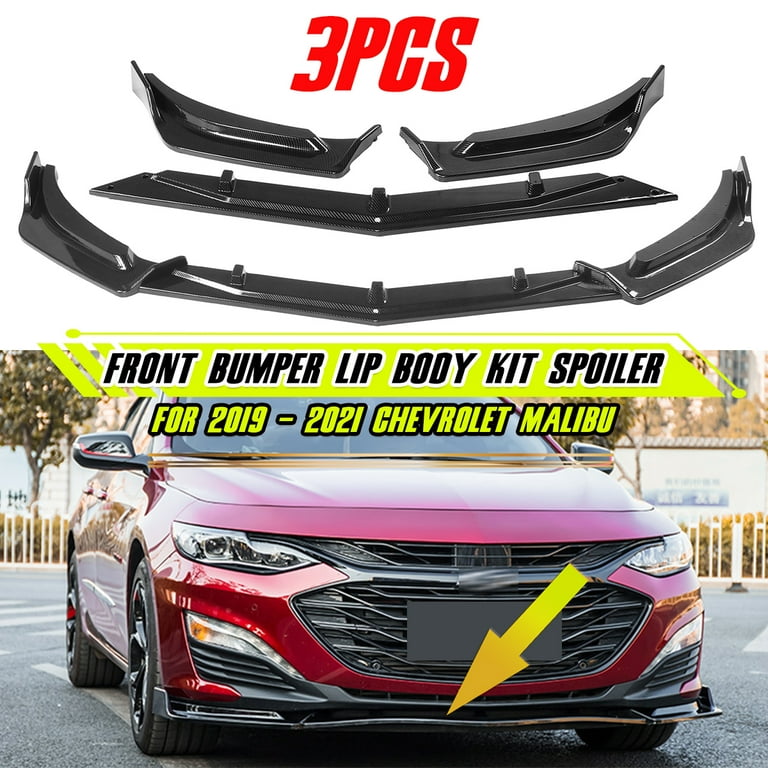 For 2019 - 2021 Chevrolet Malibu Carbon Fiber/Glssy Black Look Front Bumper  Lip Body Kit Spoiler - Walmart.com