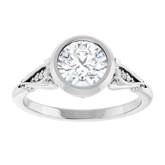 Bezel Set Diamond Engagement Ring, Round Cut Diamond Ring, Seven Stone Diamond Wedding Ring, 2.1 Ct Simulated Diamond, 925 Sterling Silver, Anniversary Gift Ring For Wife