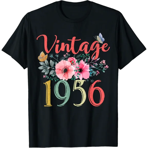 Vintage 1956 Floral Hippie Groovy Wildflower 70Th Birthday T-Shirt Size S-5XL