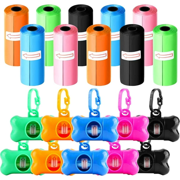 Yirtree Dog Poop Bag Dispenser, Pet Waste Bag Holder for Leash with Carabiner Clip for Lead Leash, 1 Roll Leak-proof Doggy Waste Bags for Dog Walking