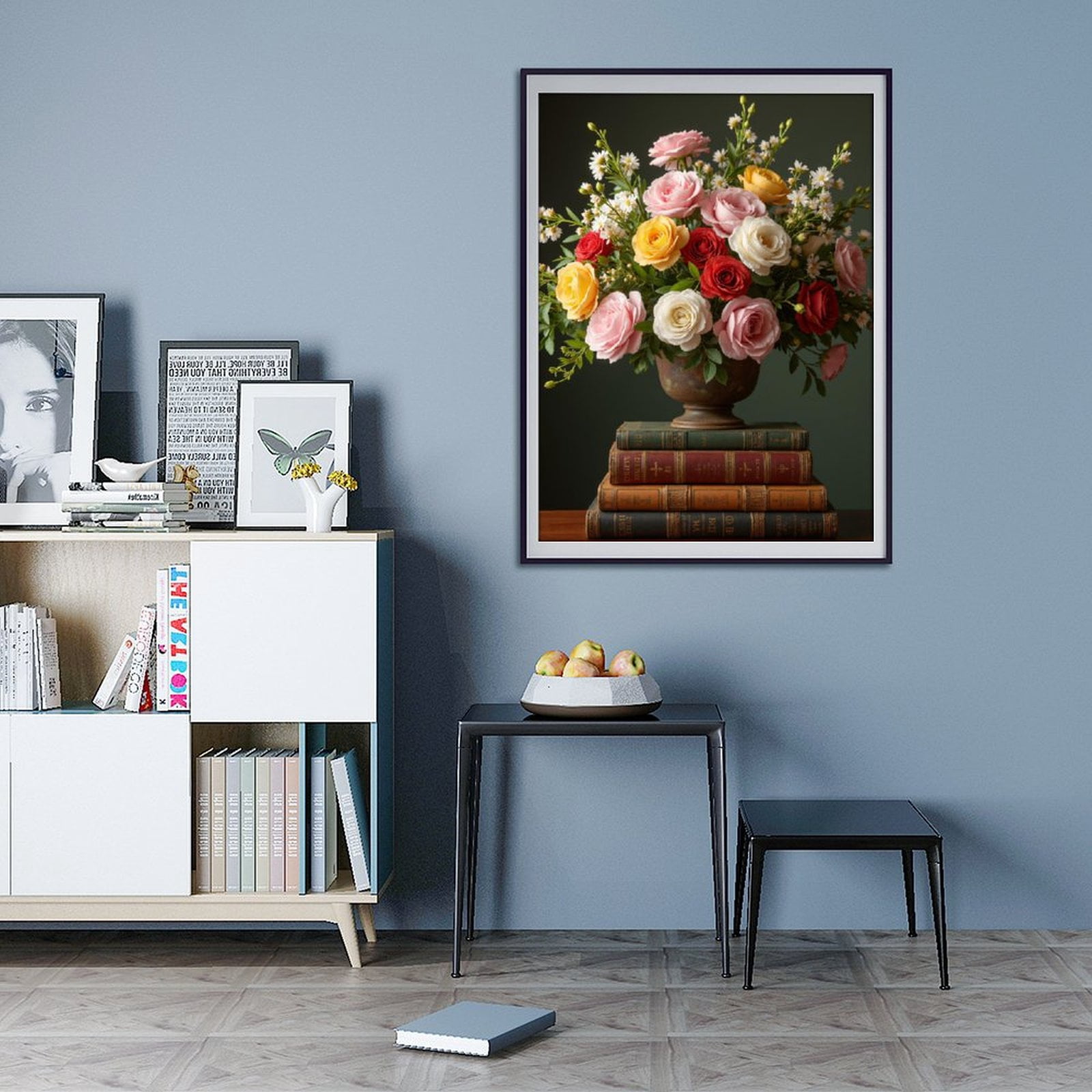 Diamond Art Kit for Adults, Vintage Floral Arrangement Books Diamond Painting for Adults Beginners, DIY Diamond Art Painting Kits, 5D Diamond Painting Crafts for Home Decor 12x16 Frameless
