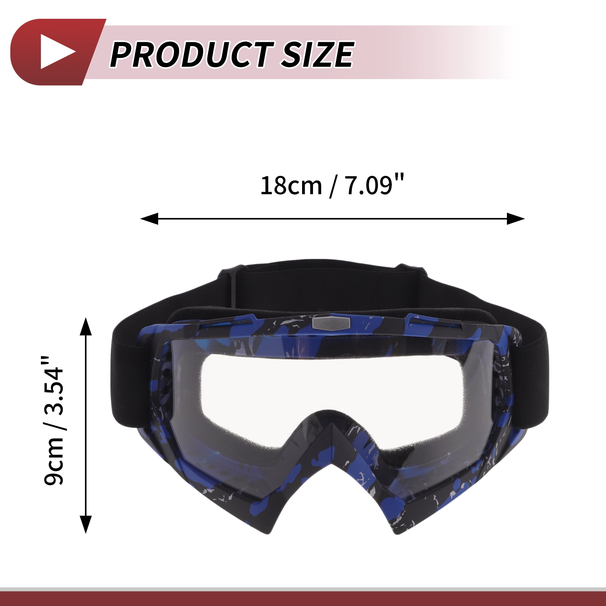 Unique Bargains Motorcycle Riding Goggles PC TPU Cycling Sunglasses Clear Lens Blue Black Frame