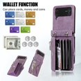 thumbnail image 2 of Dteck Crossbody Wallet Case for Samsung Galaxy Z Flip4 5G, RFID Blocking PU Leather Zipper Handbag Purse Flip Cover, Kickstand Folio Case with Card Slots Wrist Strap Lanyard,Purple, 2 of 10