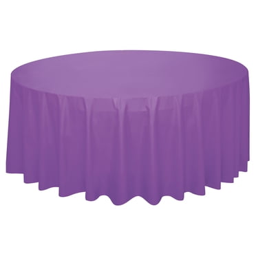Plastic Rounded Rectangular Table Top Way To Celebrate Round Plastic Table Cover, White, 84 in, 1 Count ...