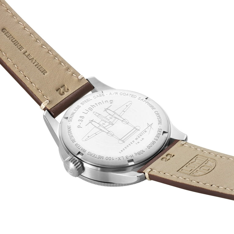 Luminox XA.9521 Men's P-38 Lightning Brown Leather Strap Watch