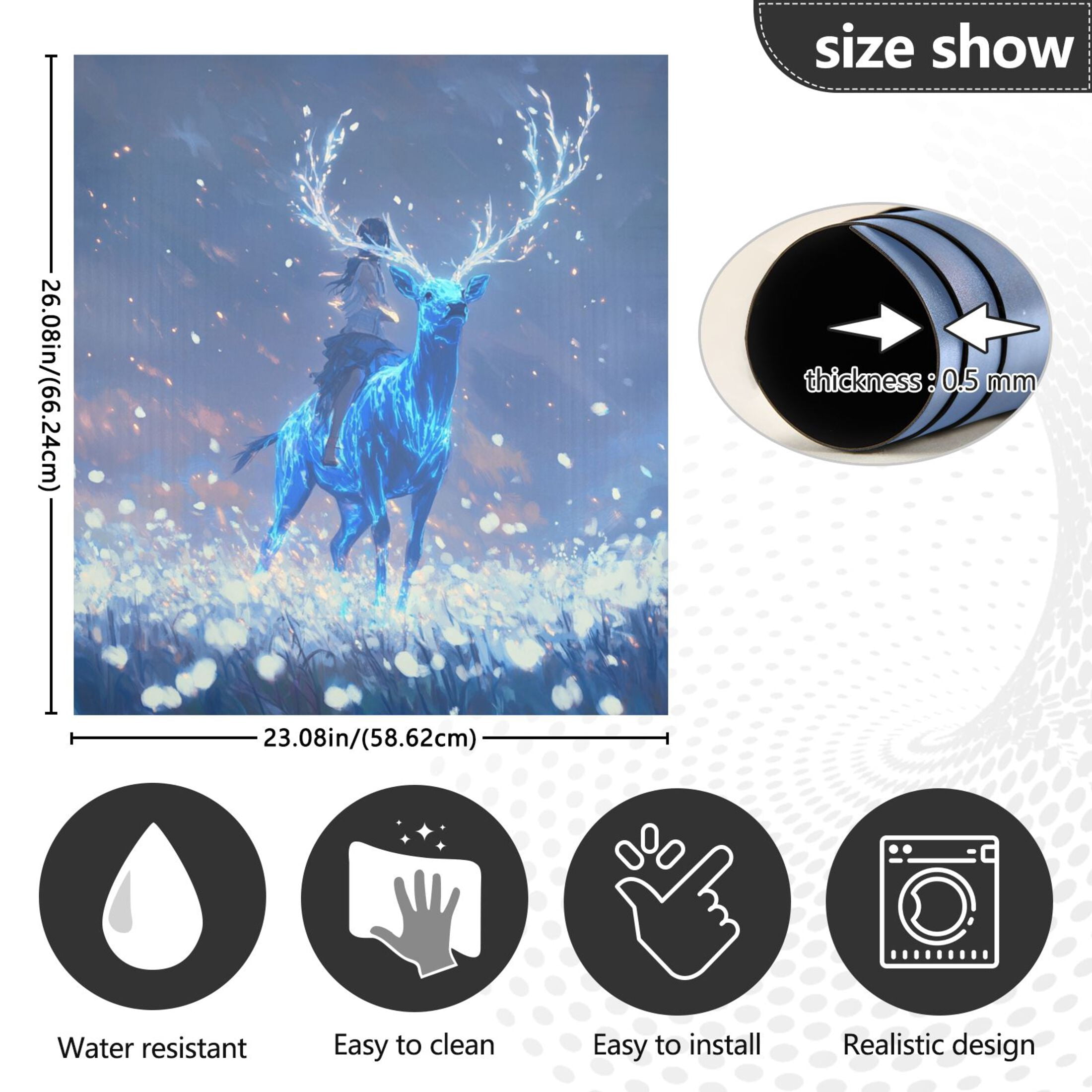 Dishwasher Magnetic Sticker 23x26 Inch Refrigerator Magnetic Sticker Washing Machine Magnetic Sticker Kitchen Panel Magnetic Sticker Home Decor Beautiful Blue Elk