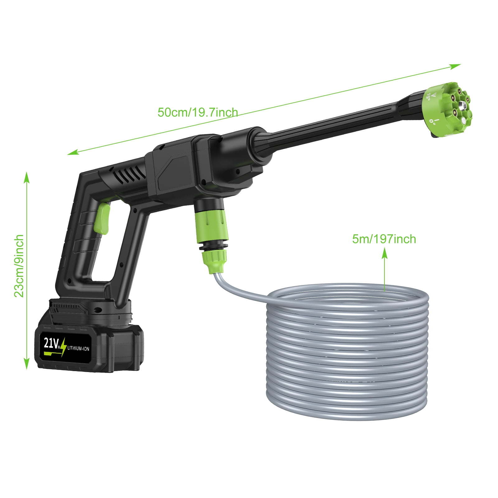 Portable High Pressure Car Wash, 6-in-1 Nozzle Cordless Car Washer, 500PSI Battery Powered Pressure Washer with 2 Rechargeable Batteries & Foam Bottle