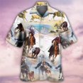 thumbnail image 3 of Camisa con estampado de vaquero occidental para hombre, blusa de manga corta con estampado de caballo en 3D, ropa masculina de gran tamaño estilo vintage, blusa informal y cómoda con cuello, 3 of 5