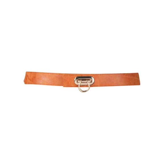 Orange Tan Skinny Elastic Belt With Horseshoe Buckle Clasp