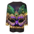 thumbnail image 4 of Jsaierl Mardi Gras Shirts for Women Carnival Outfit Mask Graphic Tee Plus Size Tunic 3/4 Sleeve Parade Blouse Gifts, 4 of 5