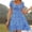 Blue, variant on Womens Summer Sexy Casual Dress Boho Floral Printed High Waist Puff Sleeves Dresses Vintage Tunic Beach Mini Dress