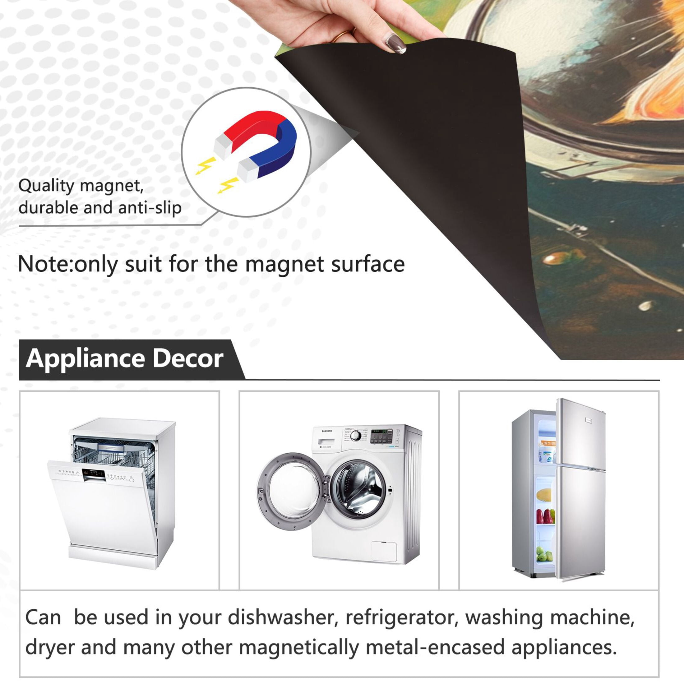 Dishwasher Magnetic Sticker 23x26 Inch Refrigerator Magnetic Sticker Washing Machine Magnetic Sticker Kitchen Panel Magnetic Sticker Home Decor Astronaut Cat