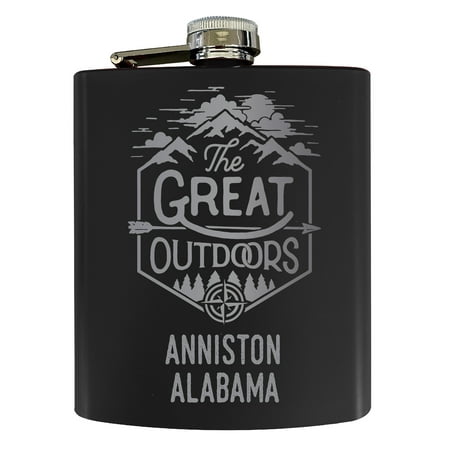 

Anniston Alabama Laser Engraved Explore the Outdoors Souvenir 7 oz Stainless Steel 7 oz Flask Black