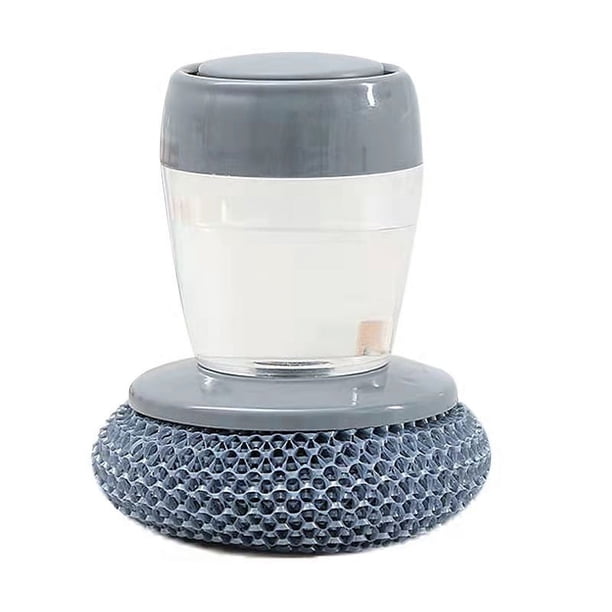 Cepillo de limpieza automático tipo prensa para ollas de lavado de líquidos, cepillo de limpieza para estufas de cocina y hogar, bola de acero