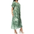 thumbnail image 4 of Sakkas Marcela Women's Casual Summer Maxi Short Sleeve Boho Dress Kaftan Sundress - 522101-ArmyGreen - One Size, 4 of 5