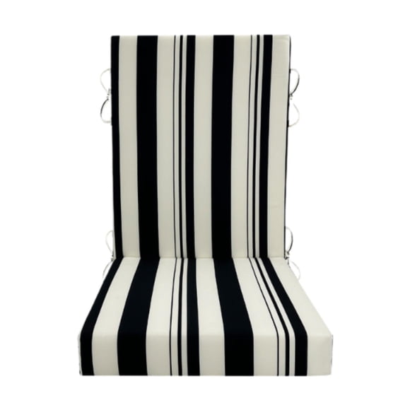 Cojín para silla con respaldo alto para uso exterior, cojín para muebles de patio, suave, Raya blanca y negra
