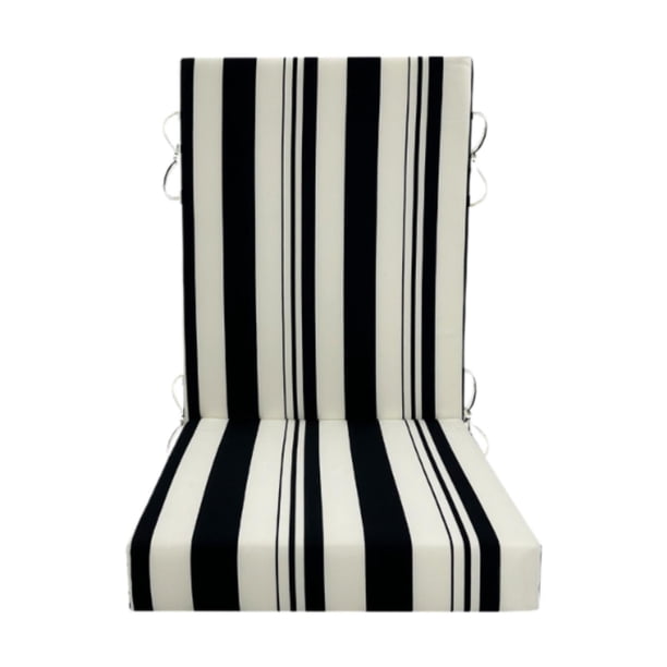 Cojín para silla con respaldo alto para uso exterior, cojín para muebles de patio, suave, Raya blanca y negra
