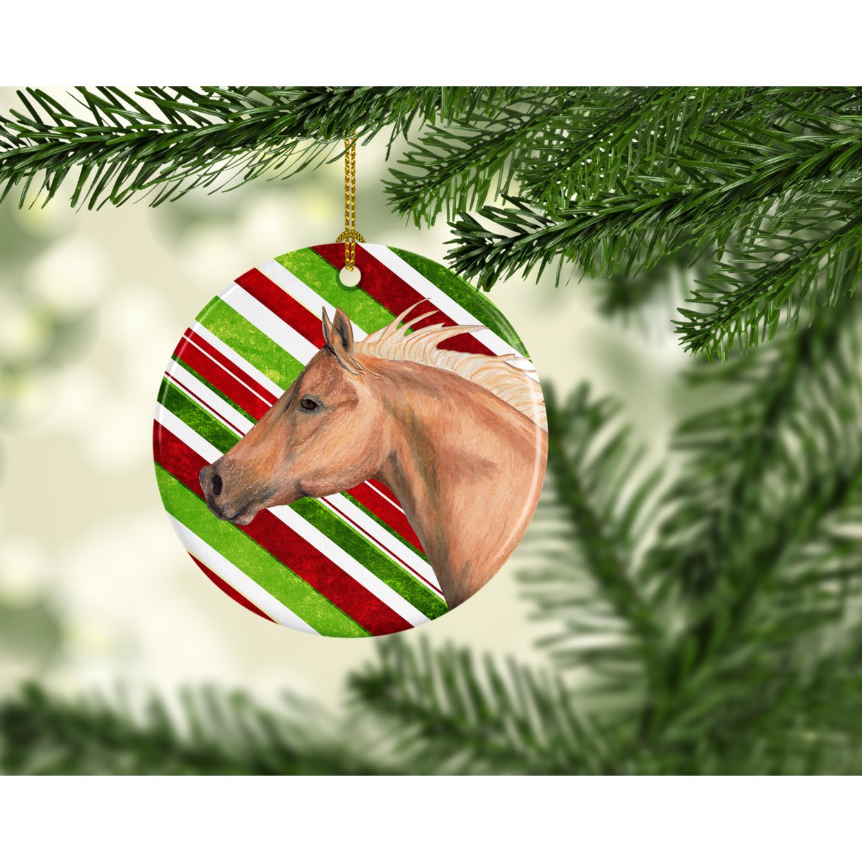 Carolines Treasures SB3134CO1 Horse Candy Cane Holiday Christmas Ceramic Ornament- 2.81 Dia