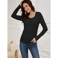 thumbnail image 4 of Womens Long Sleeve T Shirt Scoop Neck Shirts Skinny Fitted Casual Basic Tops, 4 of 5