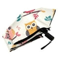 thumbnail image 5 of Cute Owls with Leaves UPF 50+ Compact Folding Umbrella for Rain Windproof Travel Umbrella Lightweight Packable, 5 of 8