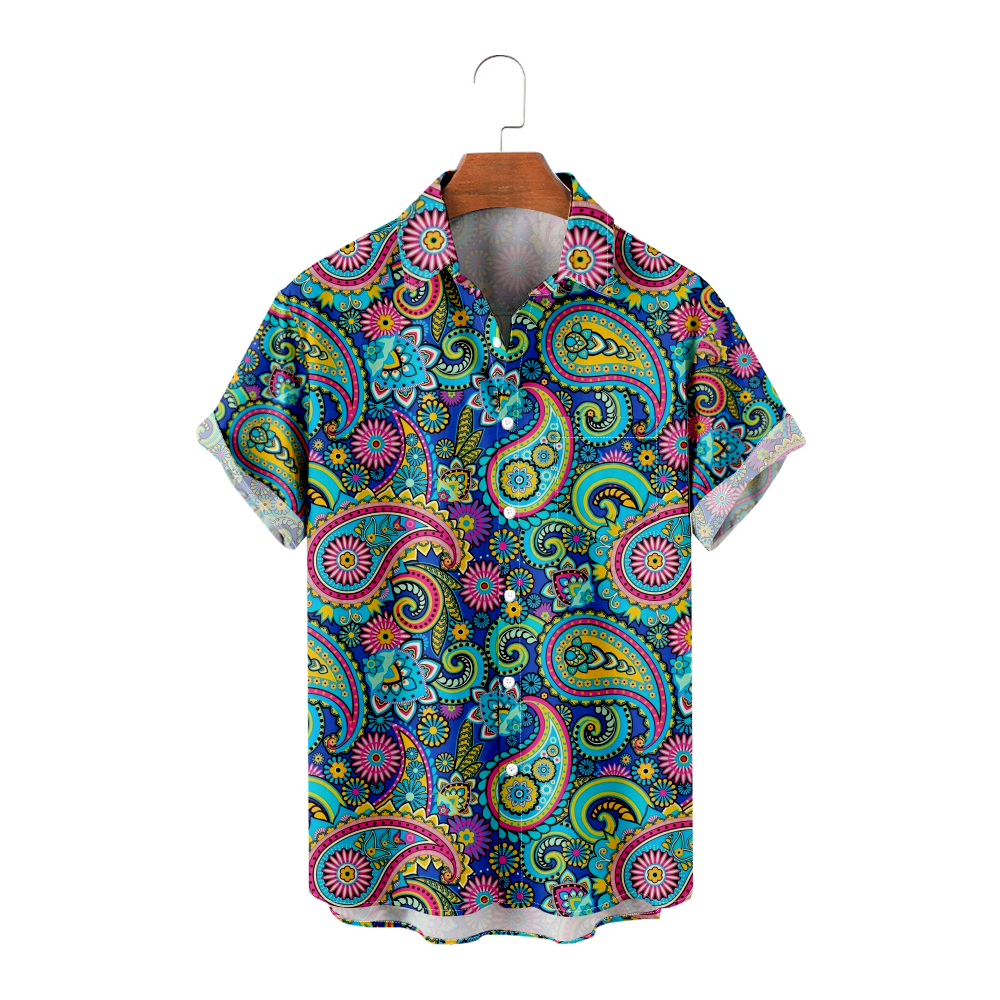 Shirt Paisley Tribal Super Cool Short Sleeve Animation Paint Shirt for