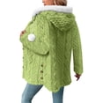 thumbnail image 3 of UQJfacai Fleece Jacket Women Faux Fur Trim Casual Button Up Fuzzy Hooded Long Sleeve Cardigan Sweaters Warm Sherpa Coat Outerwear, 3 of 8