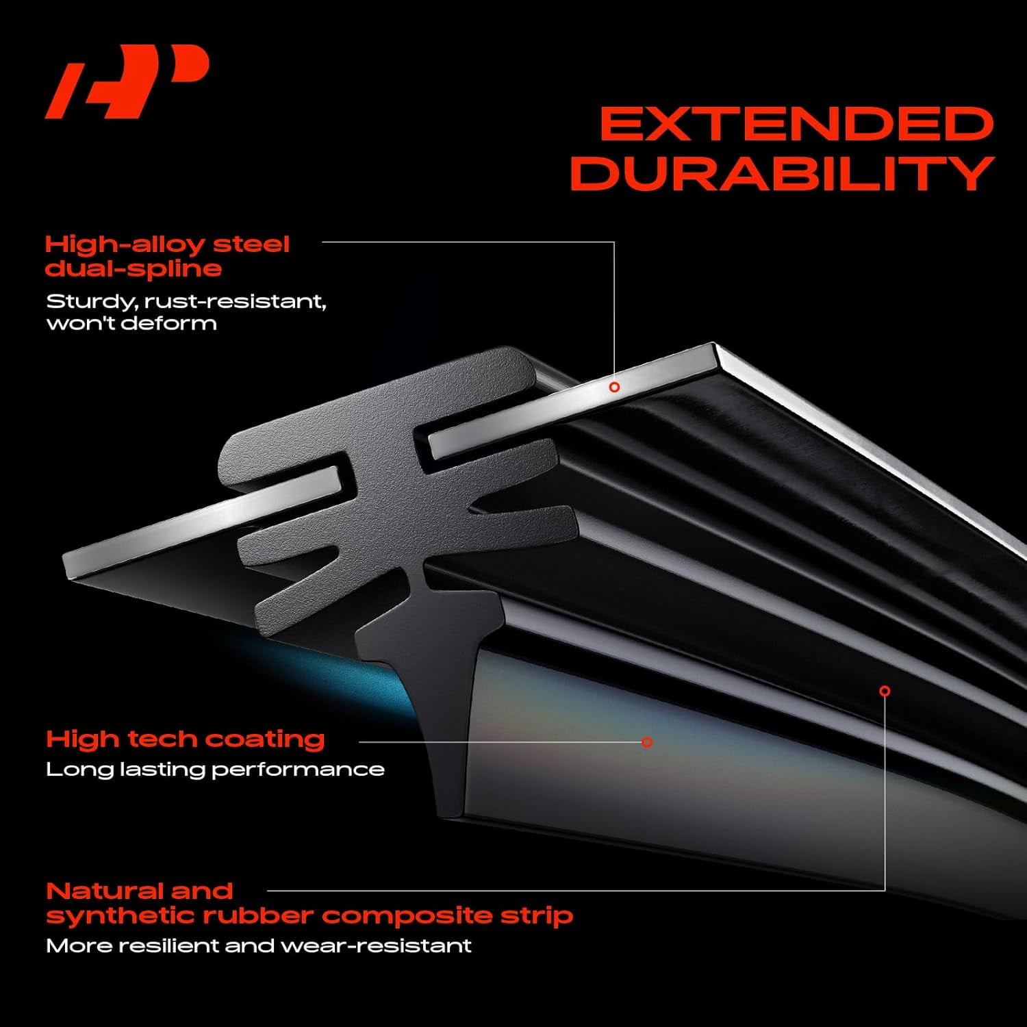 A-Premium Pack of 2 Windshield Wiper Blades with Wear Indicator & Towel - Compatible with Chevrolet Equinox 2018-2024 & GMC Terrain 2018-2024 - 24" and 18", Hook Connector, Left and Right