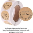 thumbnail image 3 of 500pcs Kraft Handmade With Love Stickers Round Handmade Adhesive Stickers Label Roll Baking Sticker Self-adhesive Label For Gifts, Crafts Or Diy Proje, 3 of 5