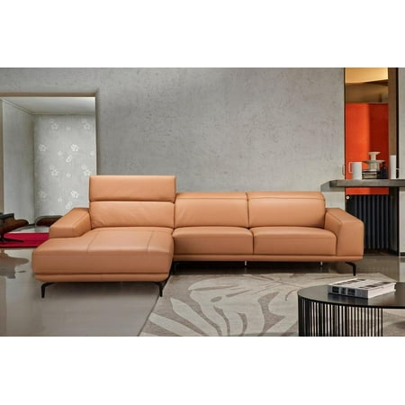 J M Lima Modern Light Brown Premium Italian Leather Sectional Sofa J M Lima Modern Light Brown Premium Italian Leather Sectional Sofa Right Hand