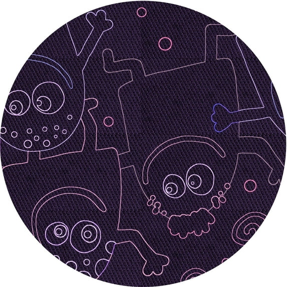 Ahgly Company Indoor Round Patterned Purple Jam Purple Area Rugs, 4' Round