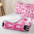 thumbnail image 4 of Homewish Pink Stripe Soccer Ball Pattern Twin Quilt Set, Cute Sport Twin Coverlet Set for Girls and Boys, 2pcs, 1 Comforter and 1 Pillowcase, 4 of 7