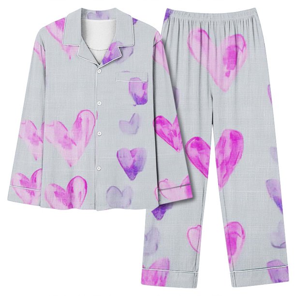 Puntoco Conjunto de pijama cómodo para mujer, conjunto de pijama informal de manga larga con estampado a la moda para mujer