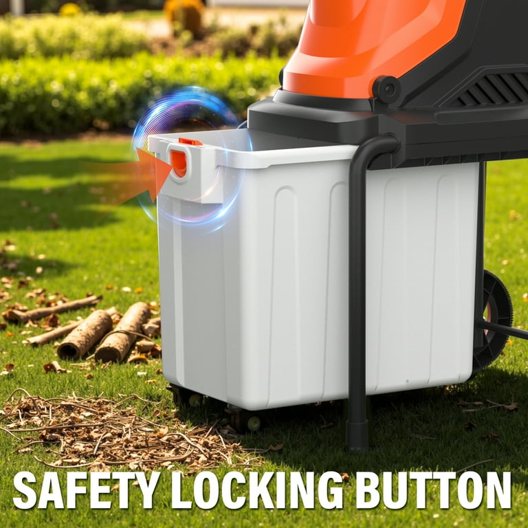 Maxlander 15-Amp Electric Wood Chipper, Leaf Mulcher, 1.2-Bushel