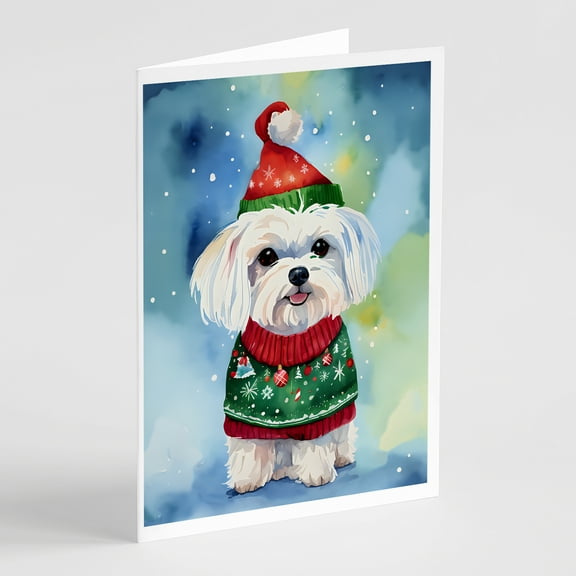 Maltese Christmas Greeting Cards Pack of 8 7 in x 5 in