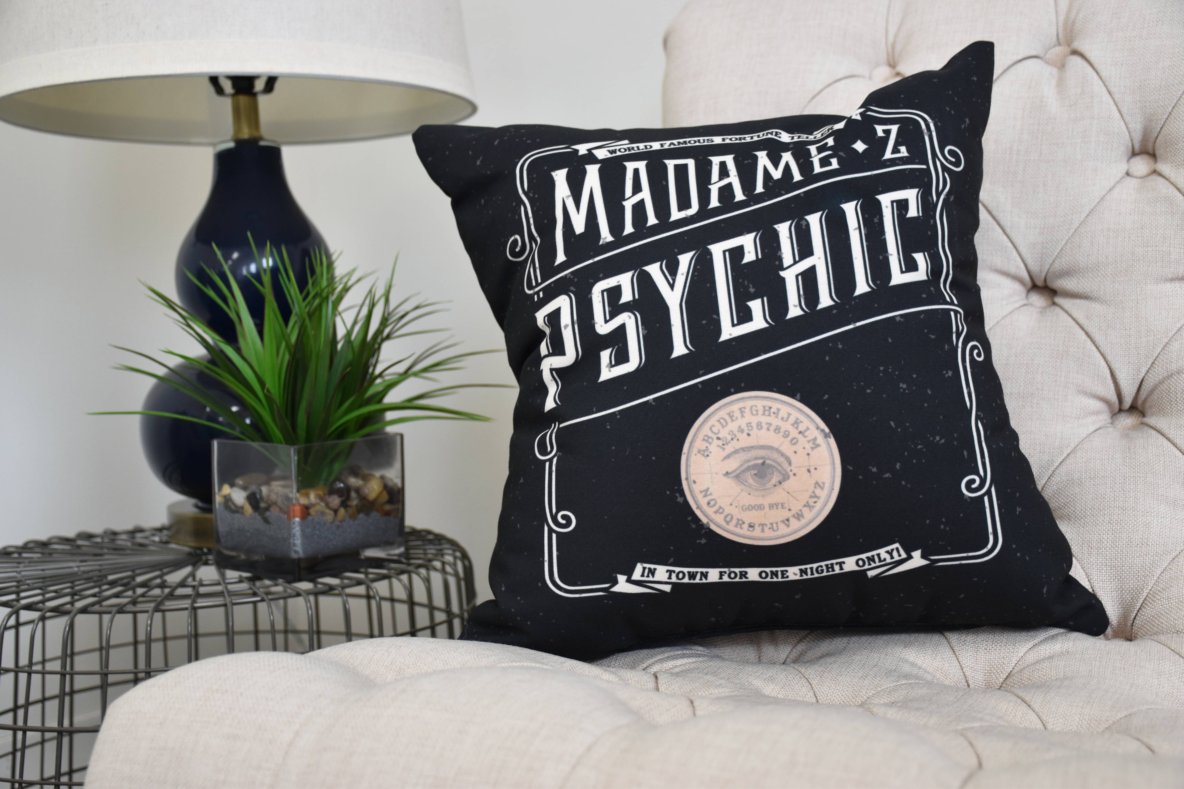 The Psychic Eye 20 Inch Cream Halloween Print Decorative Throw Pillow