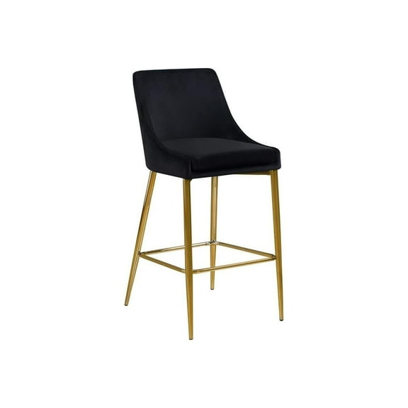 Maykoosh Rococo Romance Modern, Contemporary Velvet Upholstered Counter Stool with Polished Metal Legs and Foot Rest, Set of 2, Ideal for Bar and Pub Height Tables, 21.5"D x 17"W x 38"H-Color:Black an