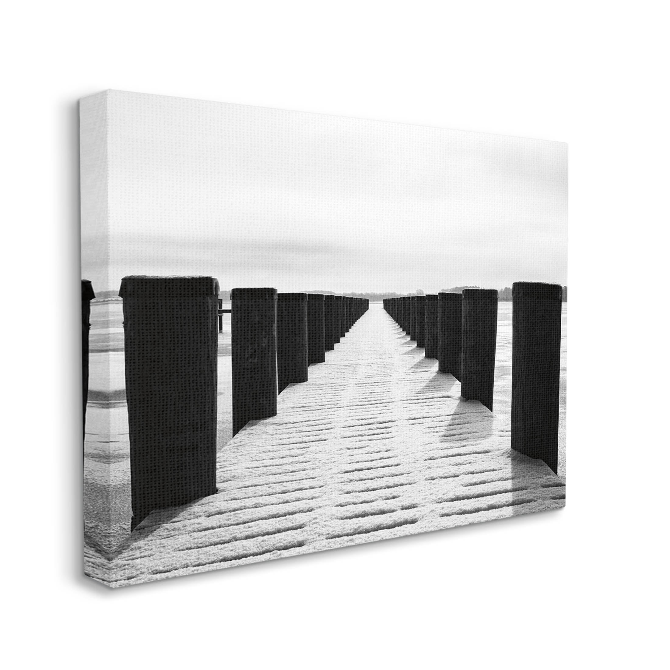 Stupell Industries Winter Dock Snowy Beach Photograph Gallery Wrapped Canvas Print Wall Art, Design by Aledanda