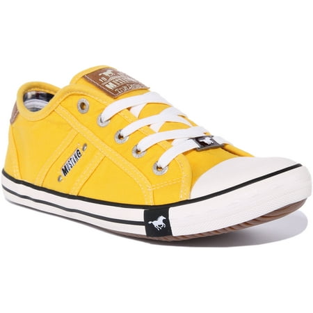 

Mustang 1099-302 Women s Lace Up Washed Jeans Casual Sneakers In Yellow Size 7.5