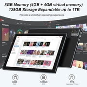 YQSavior (2024) 10.1 in 2-in-1 Tablet, 128GB, Android 13, Wi-Fi, Bluetooth, Black