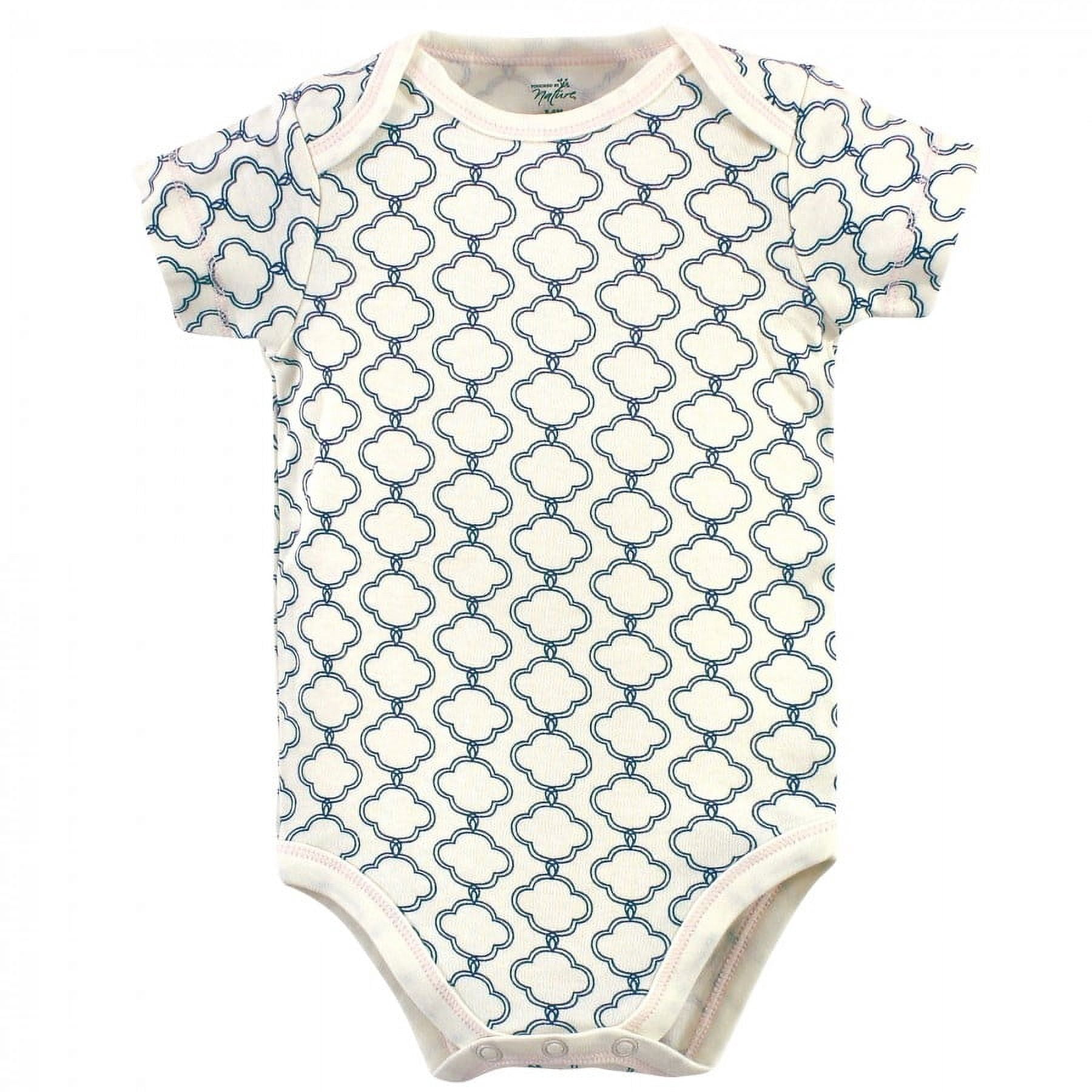 Touched by Nature Baby Girl Organic Cotton Bodysuits 5pk, Girl Elephant, 3-6 Months