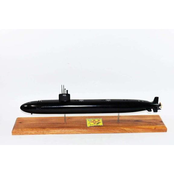 USS Santa Fe SSN-763 (Black Hull) Submarine Model,Navy,Scale Model,Mahogany,20 inch,LA Class
