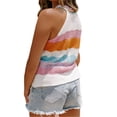 thumbnail image 3 of Colorful Striped Print Women Sleeveless Halter Knit Tank Tops, 3 of 3