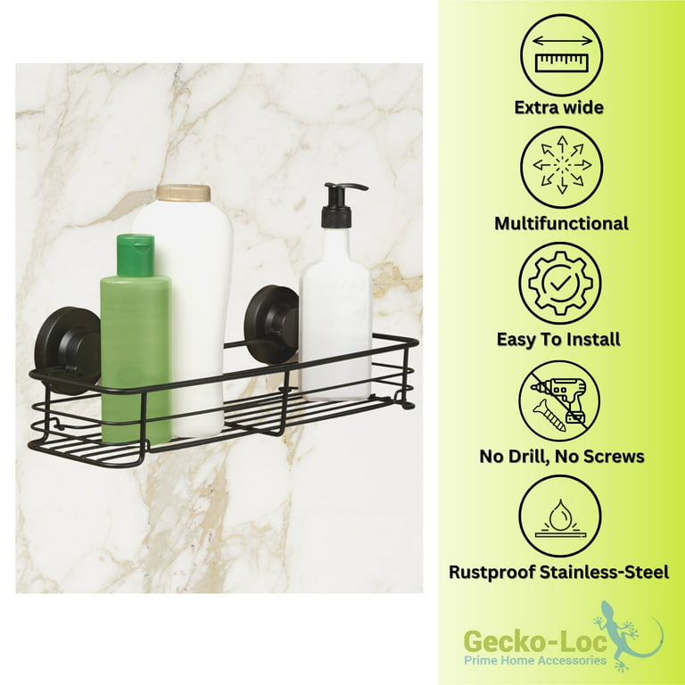 TAILI Suction Shower Caddy With 4 Hooks 2 Packs, Bathroom Shower Basket  Wall Mounted Shower Organizer for Shampoo, Body Wash,Conditioner, Plastic