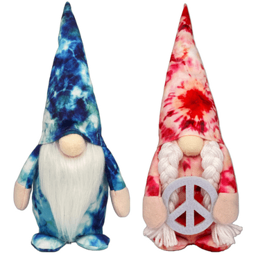 Bluda Hippie Gnomes Plush Tie Dye Groovy Home Decor Tomte Gnome
