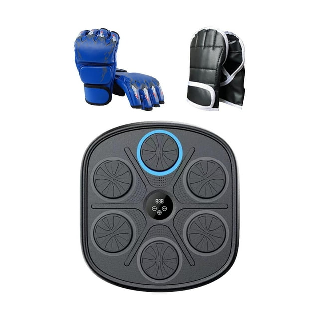 Máquina de boxeo con música, equipo de entrenamiento de boxeo para niños y adultos, pared de boxeo electrónica Azul