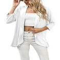 thumbnail image 4 of Womens Lightweight Open Front Cardigans 3/4 Sleeve Ruffled Hem Roomy Casual Cardigan Without Button, 4 of 6