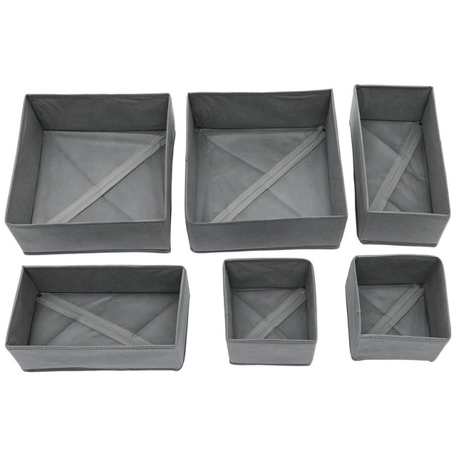 Shisuyan Storage Organiser Box Rectangular Drawer Organizer Grey 6Pcs 11.0x11.0x4.7in