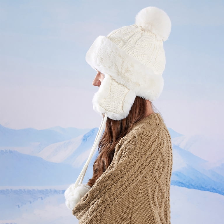 Peybaiwy Winter Beanie Hat For Men & Women - Fleece Lined Knit Pom Pom Hat, Warm Soft Ski Cap, Head Size 54-60cm